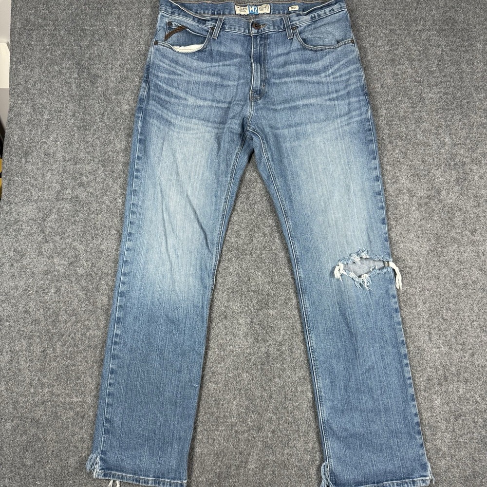 Ariat M2 Legacy Mens 36x34 Traditional Relaxed Boot Cut Jeans Distressed Blue